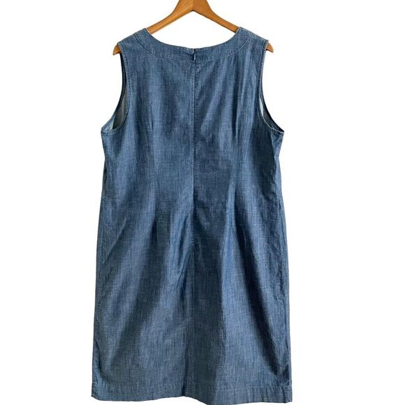 Talbots Chambray Midi Dress Size 14W Shift Coastal Relaxed Capsule Beachy - Picture 2 of 12